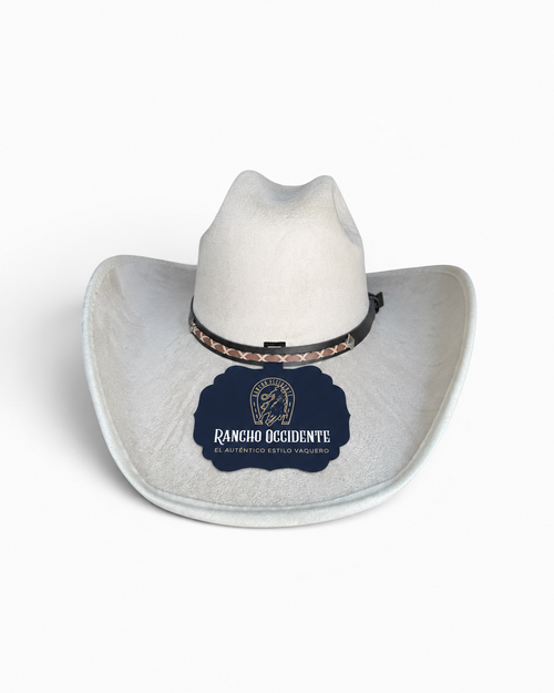 Sombrero Vaquero de Gamuza Blanco Estilo Western