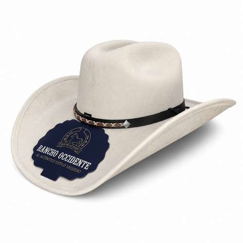 Sombrero Vaquero de Gamuza Blanco Estilo Western