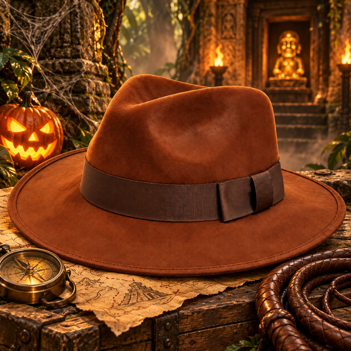 Sombrero Fedora Explorador de Dubetina Café Estilo Indiana Jones