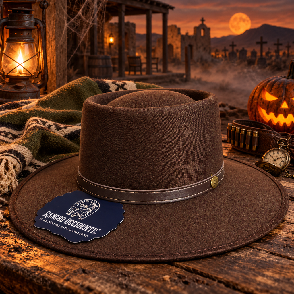Sombrero Vaquero de Dubetina Estilo Clint Eastwood Copa Plana Café