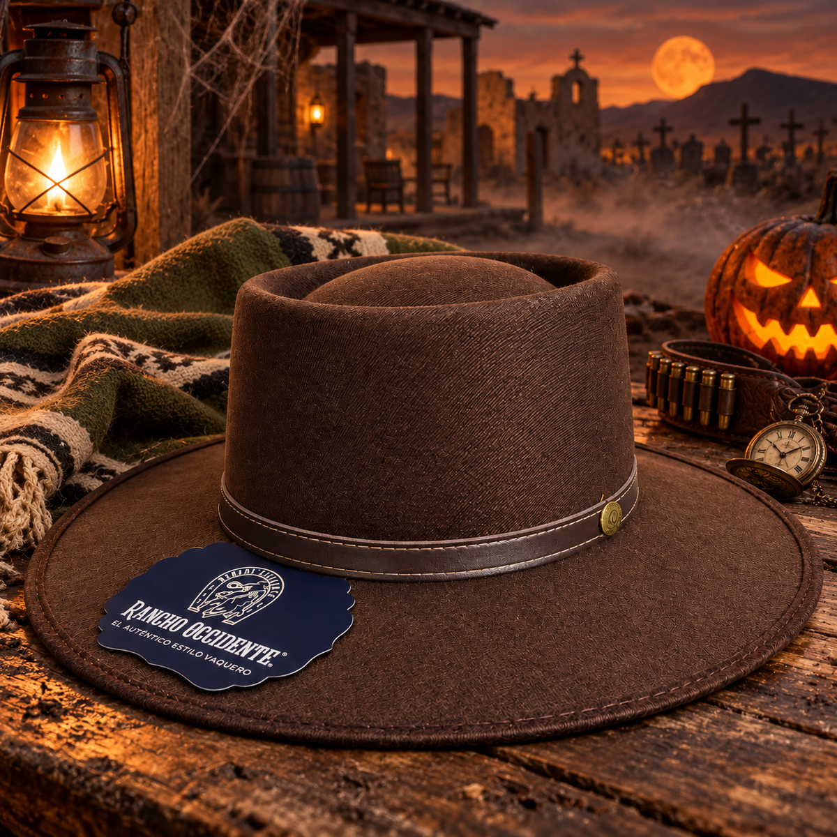 Sombrero Vaquero de Dubetina Estilo Clint Eastwood Copa Plana Café