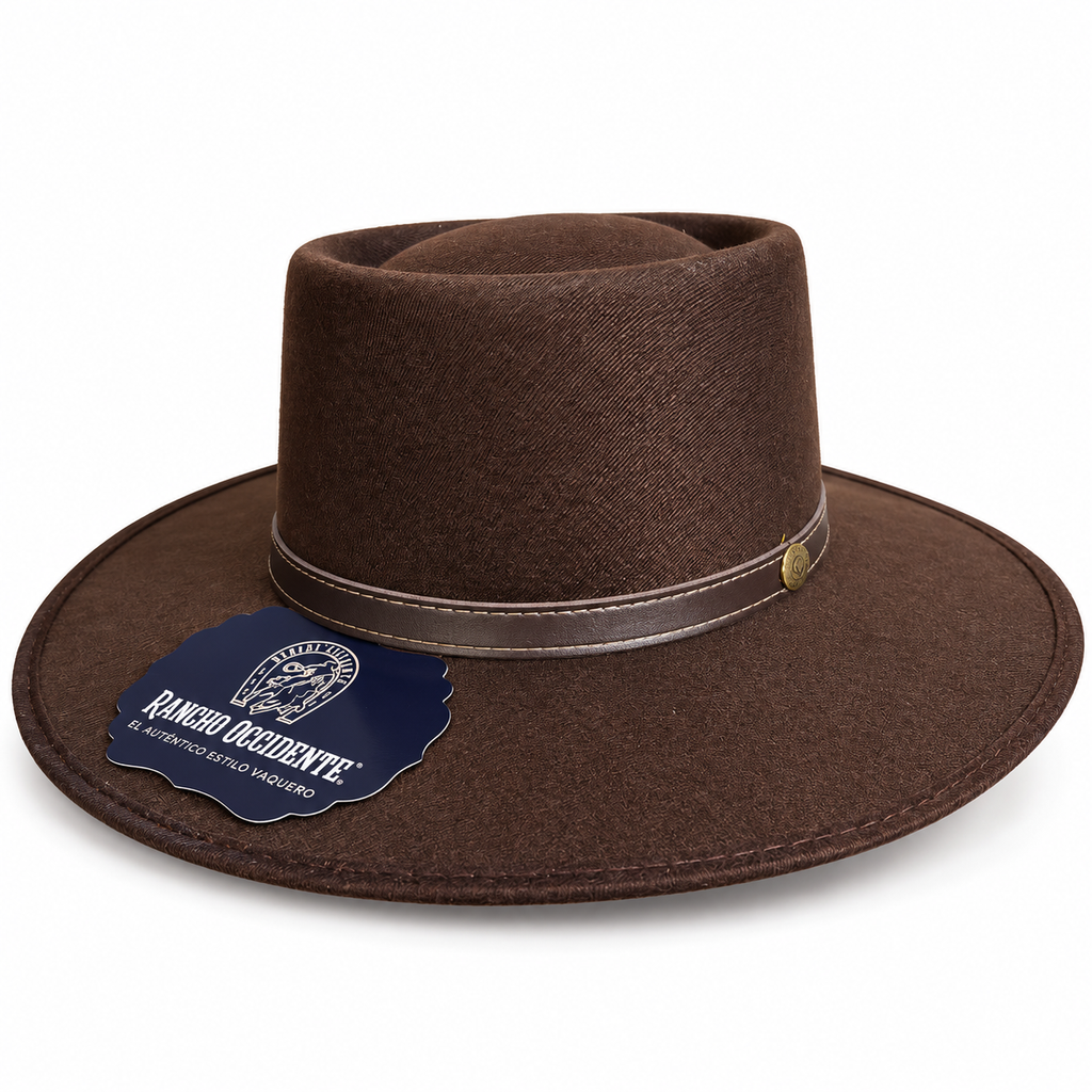 Sombrero Vaquero de Dubetina Estilo Clint Eastwood Copa Plana Café