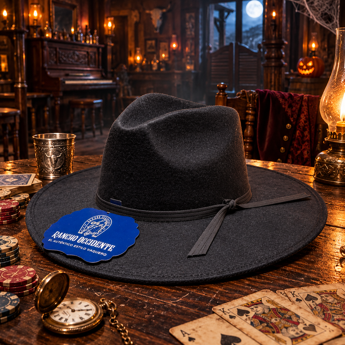 Sombrero Vaquero de Dubetina Negro Estilo Doc Holliday