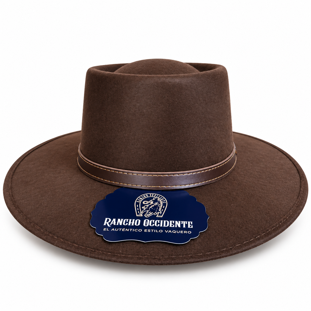 Sombrero Vaquero de Dubetina Estilo Clint Eastwood Copa Plana Café