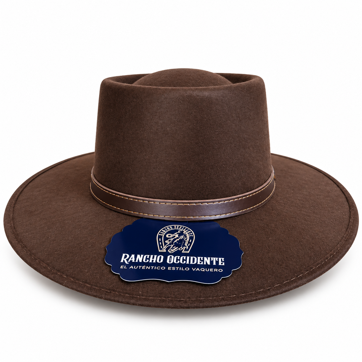 Sombrero Vaquero de Dubetina Estilo Clint Eastwood Copa Plana Café